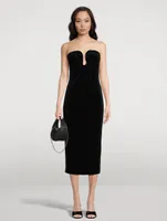 Velvet Strapless Midi Dress