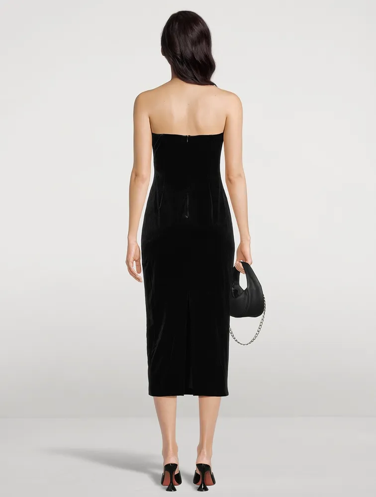 Velvet Strapless Midi Dress