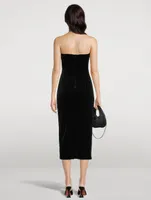 Velvet Strapless Midi Dress