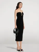Velvet Strapless Midi Dress