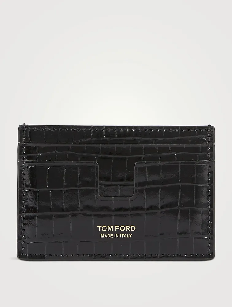 Glossy Card Holder In Croc Print