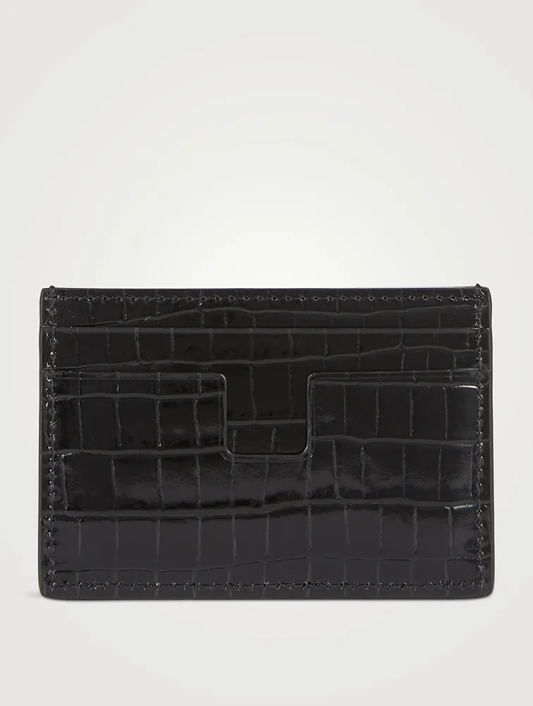 Glossy Card Holder In Croc Print