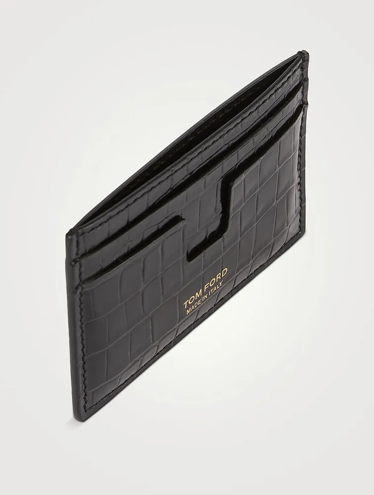 Glossy Card Holder In Croc Print