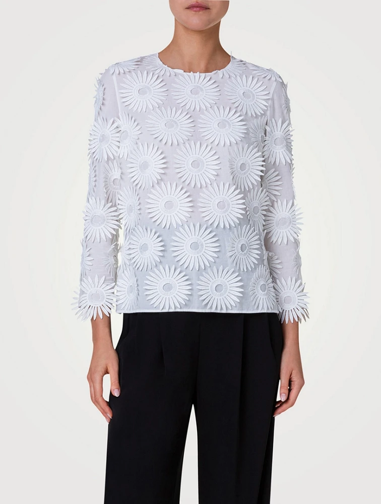 Cotton Floral Embroidery Blouse