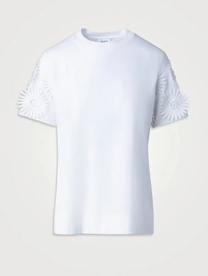 Cotton T-Shirt With Floral Embroidery