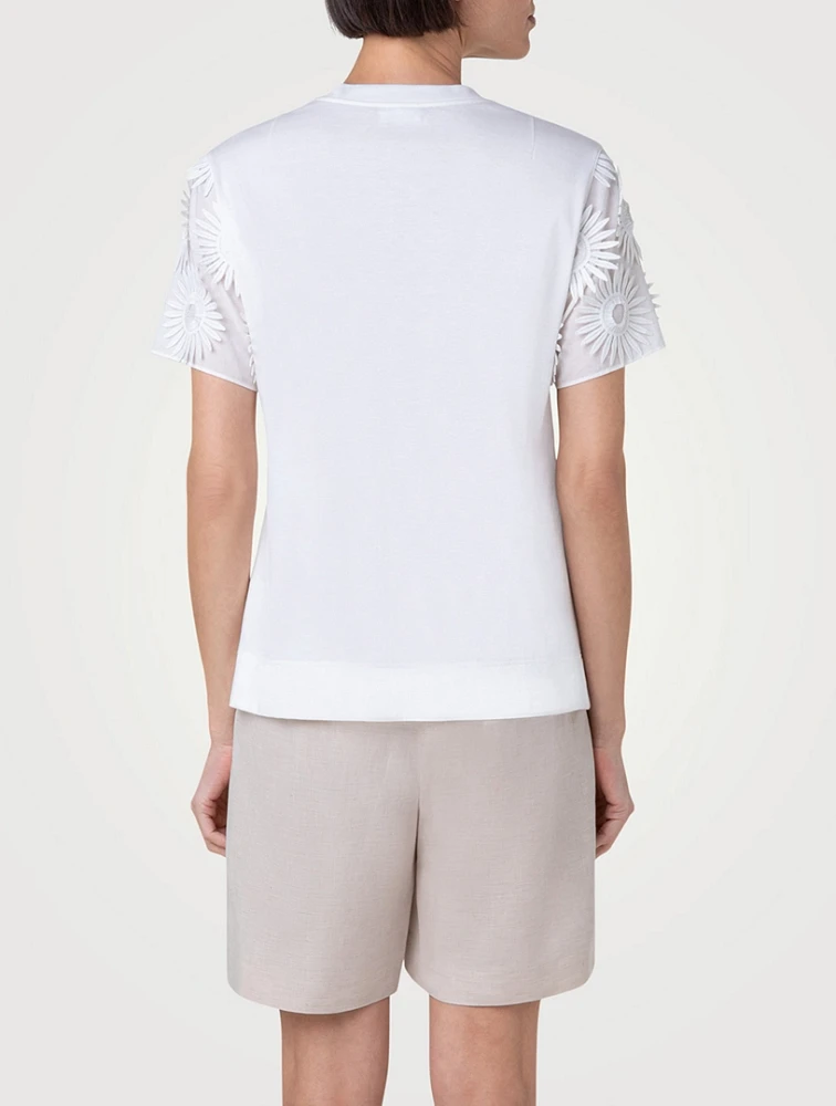 Cotton T-Shirt With Floral Embroidery