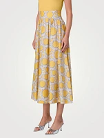 Cotton Midi Skirt Sunshine Print
