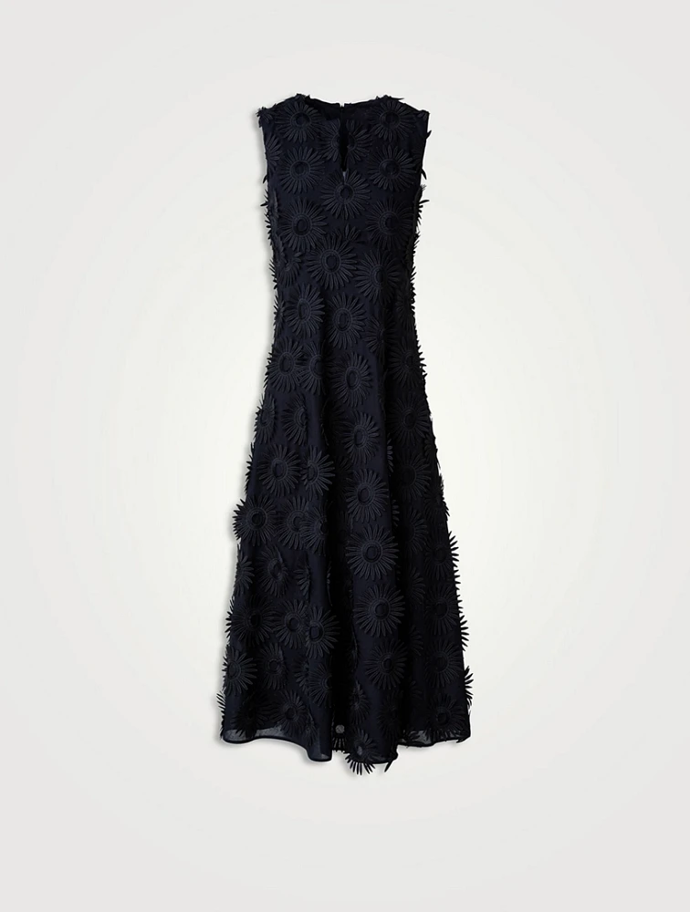 Cotton Floral Embroidery Midi Dress