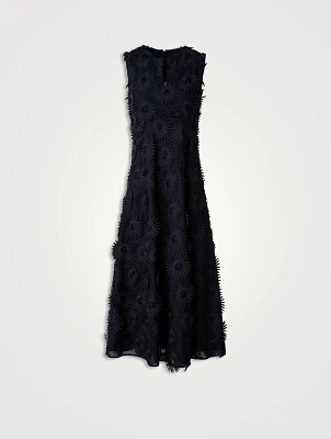 Cotton Floral Embroidery Midi Dress