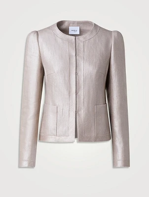 Linen And Cotton Collarless Jacket