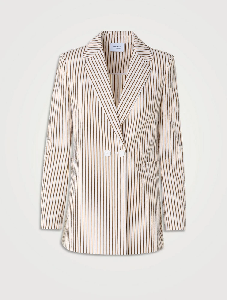 Seersucker Blazer Striped Print
