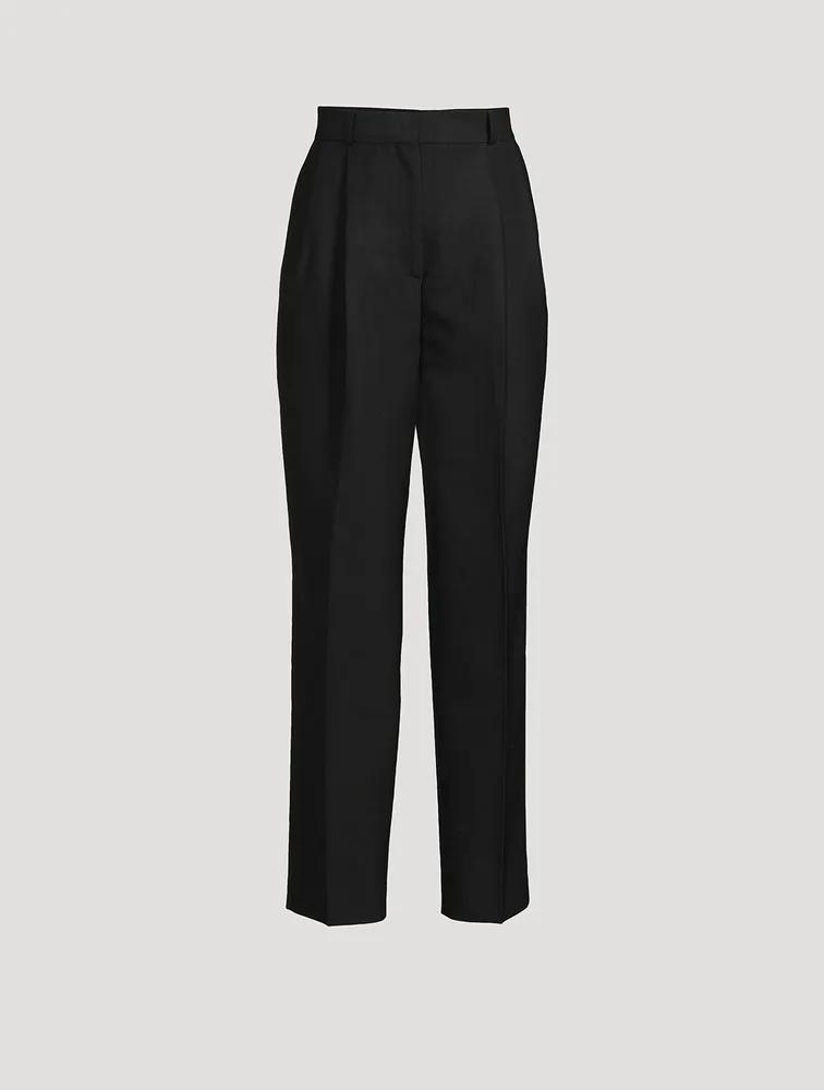 Double-Pleat Straight-Leg Trousers