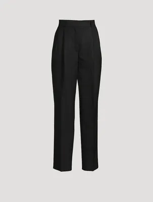 Double-Pleat Straight-Leg Trousers