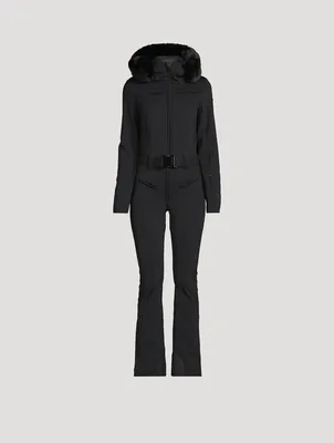 Parry Faux Fur-Trimmed Belted Down Ski Suit