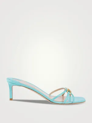 Whitney Lizard-Embossed Leather Mules
