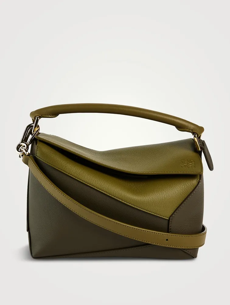 Small Puzzle Edge Bicolour Leather Bag