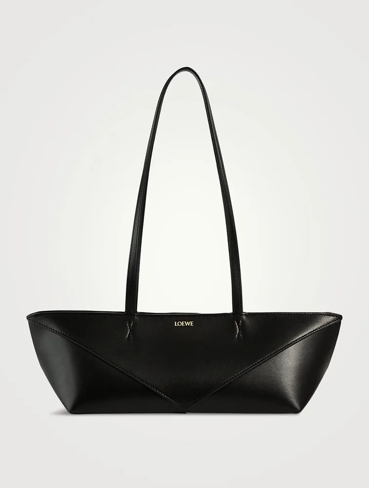 Puzzle Fold Cropped Leather Tote Bag