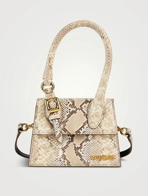 Le Chiquito Moyen Boucle Snakeskin-Embossed Leather Bag