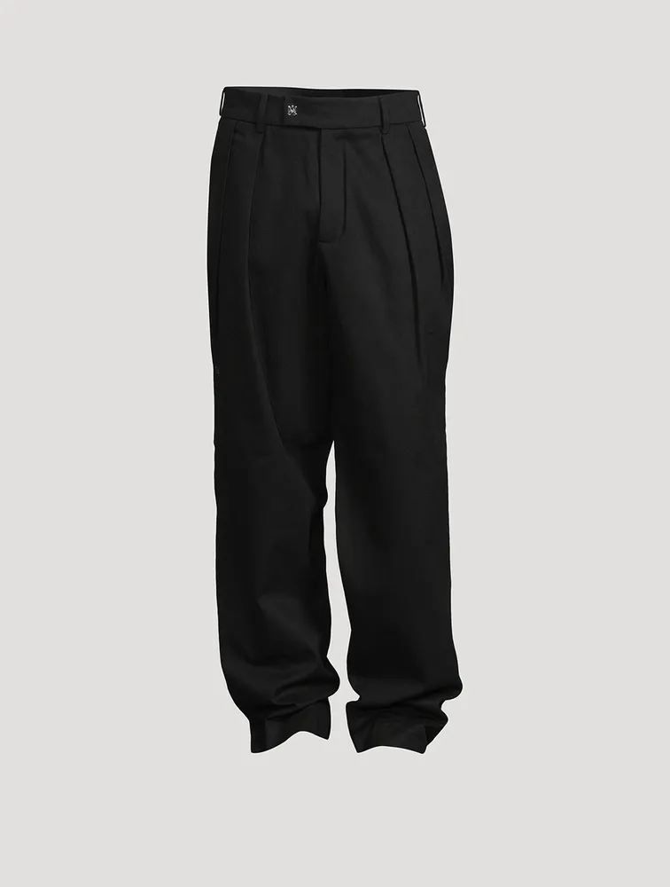 Cotton Straight-Leg Snap Pants