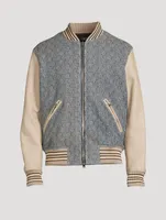 Jacquard Varsity Jacket With Leather Sleeve