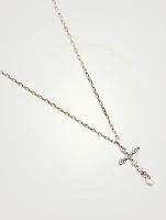 18K White Gold Cross Necklace With Diamonds
