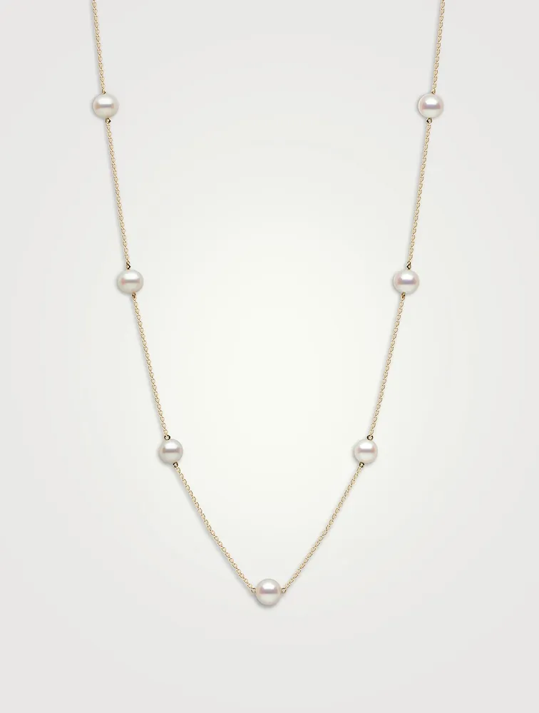 18K Gold Chain Necklace With Pearls