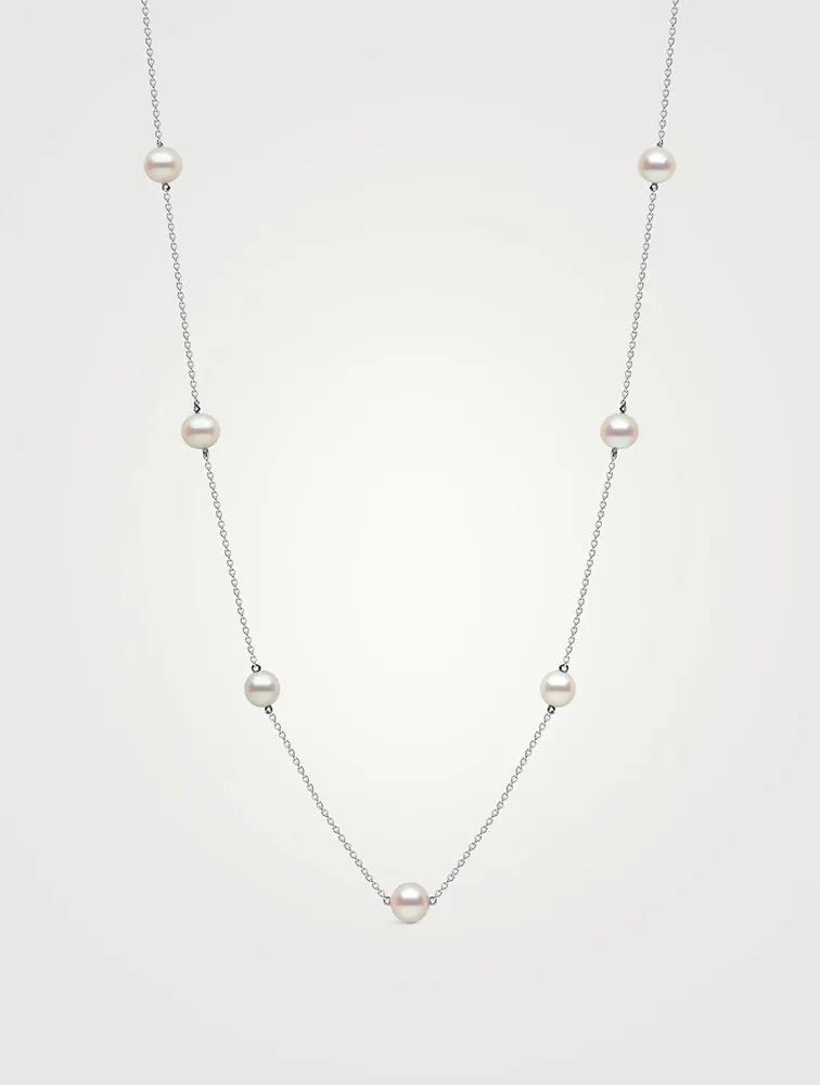 18K Gold Chain Necklace With Pearls