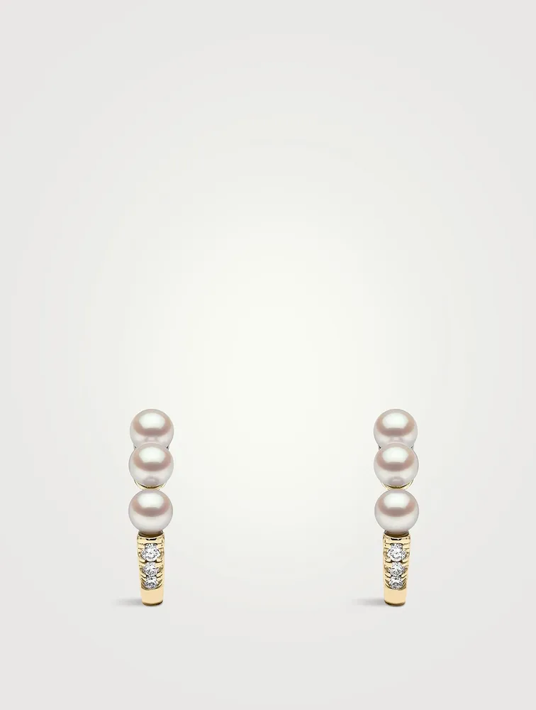 Eclipse 18K Gold Akoya Pearl And Diamond Earrings