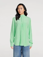 Washed Silk Shirt With Neck Tie