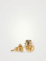18K Gold Akoya Pearl And Diamond Earrings