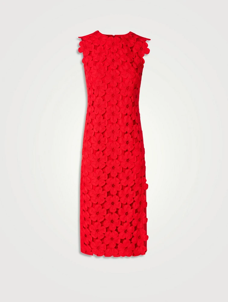 Anemone-Embroidered Sheath Dress