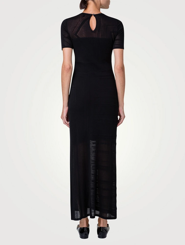 Lines Jacquard Silk Cotton Knit Dress
