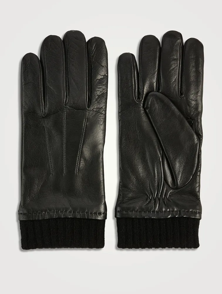 Leather Gloves With Cashmere Cuff