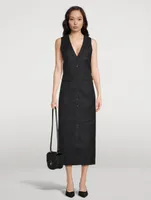 Button-Front Dress Pinstripe Print