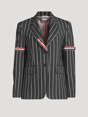 Wool Striped Blazer With Armbands