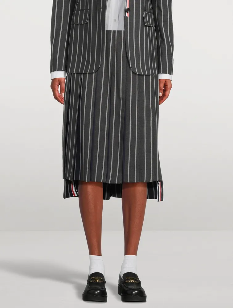 Wool Pleated Midi Skirt