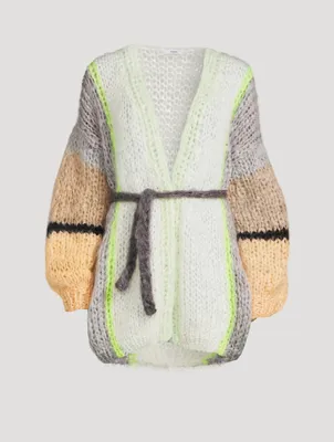 Mohair-Blend Belted Cardigan