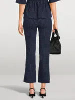 Checkered Seersucker Crop Pants