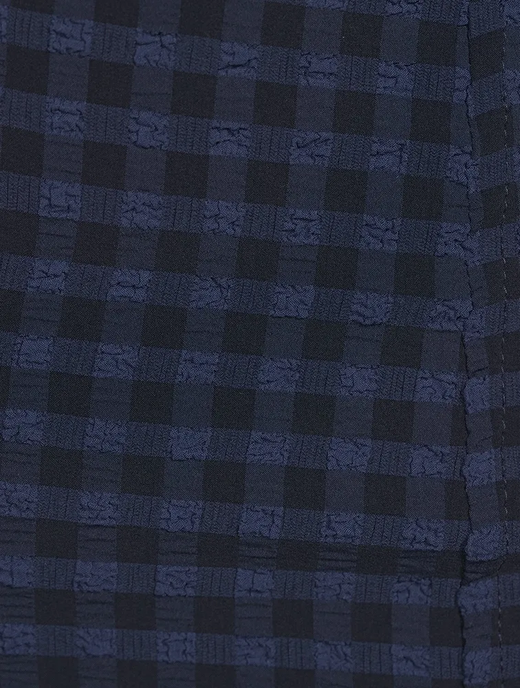 Checkered Seersucker Crop Pants