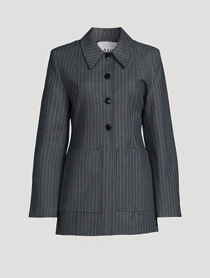 Single-Breasted Blazer Pinstripe Print