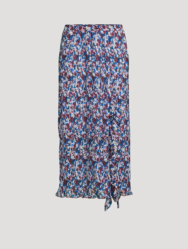 Pleated Georgette Flounce Midi Skirt