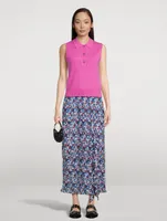 Pleated Georgette Flounce Midi Skirt