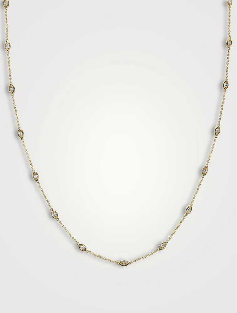 Gold Marquis Segment Necklace With Diamonds