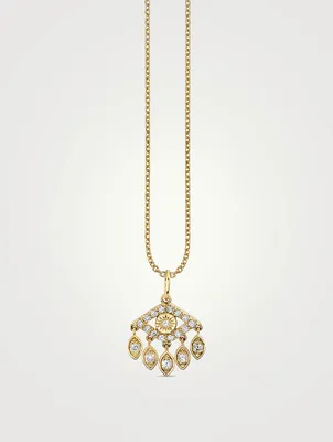Gold Evil Eye Charm Necklace With Diamonds