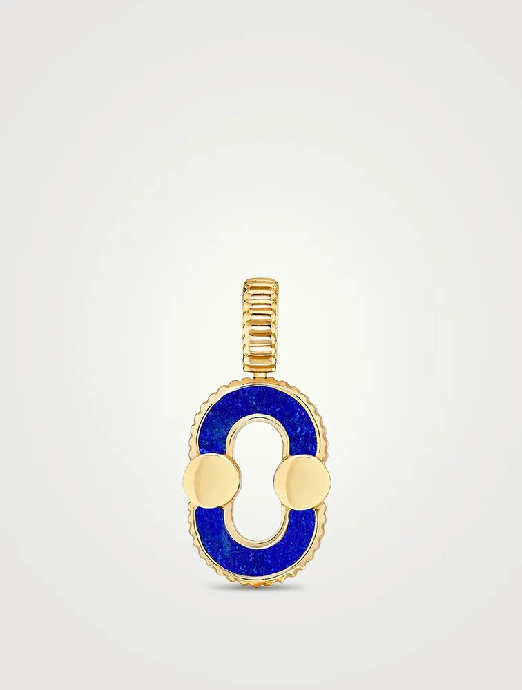 Magnetic 18K Gold Recto Verso Pendant With Lapis Lazuli And Turquoise