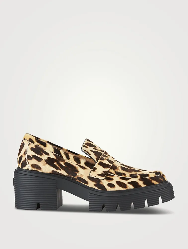Soho Calf Hair Penny Loafers Leopard Print