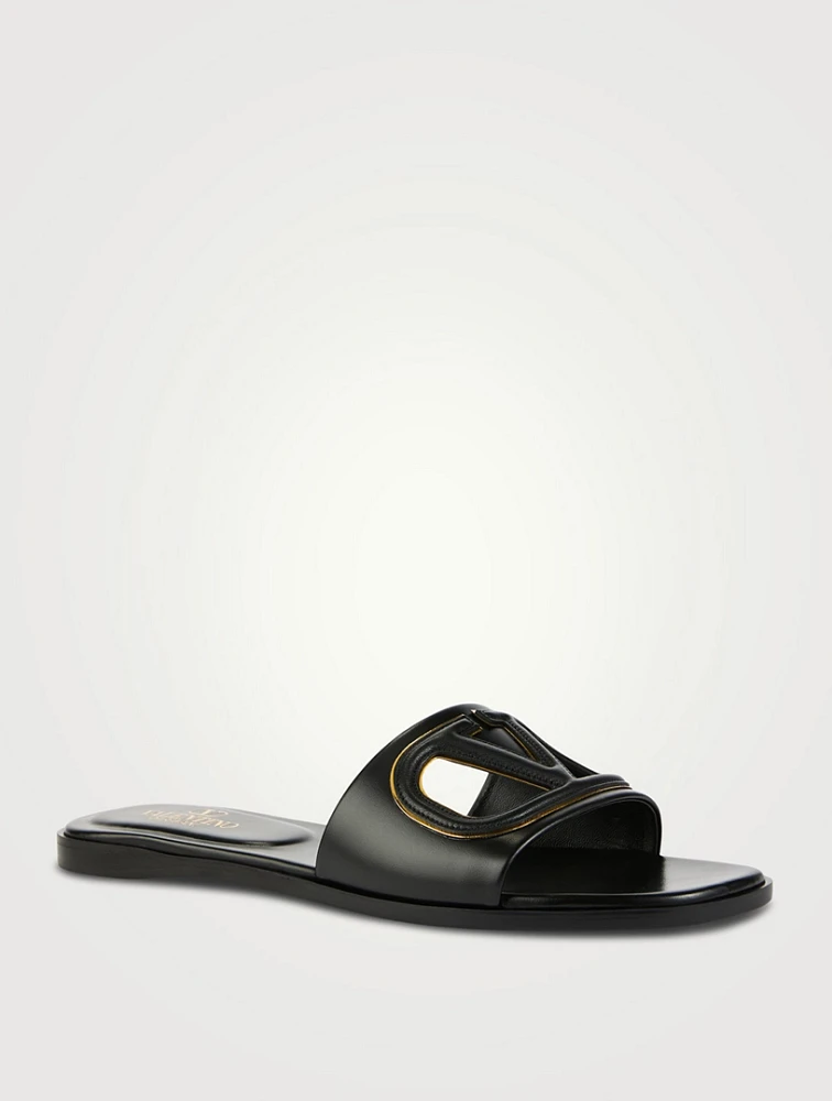 VLOGO Cut-Out Leather Slide Sandals