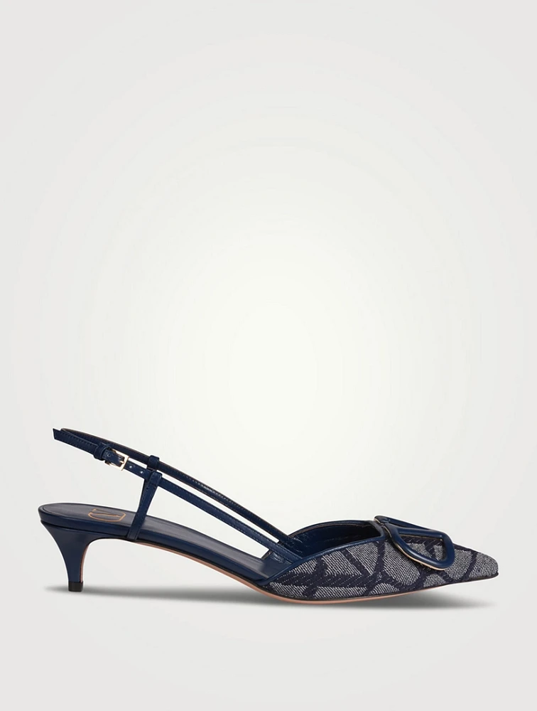VLOGO Toile Iconographe Slingback Pumps
