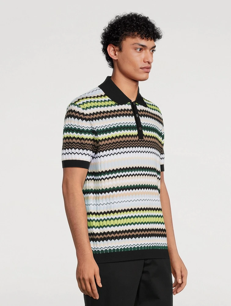 Zig Zag Cotton Polo Shirt