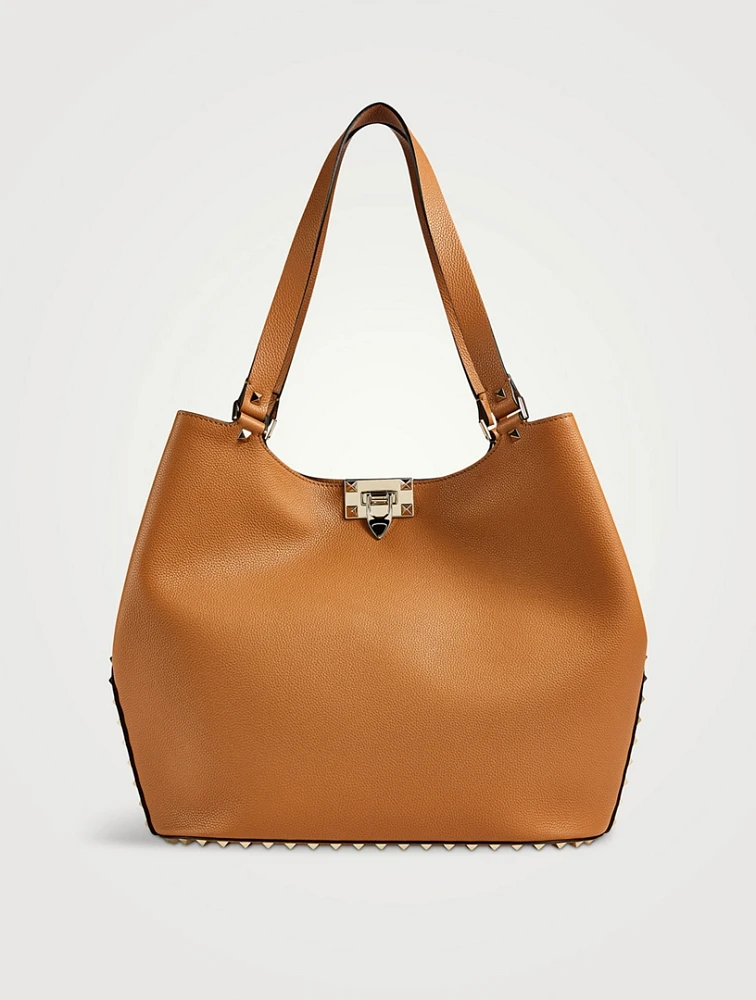 Rockstud Leather Tote Bag